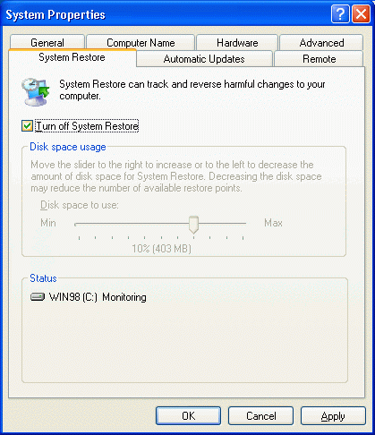 Windows XP Restore