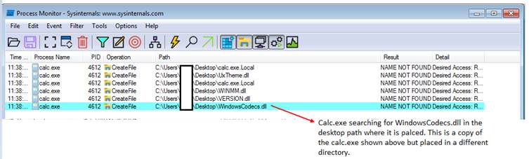 Calc.exe sideloading windowscodecs.dll